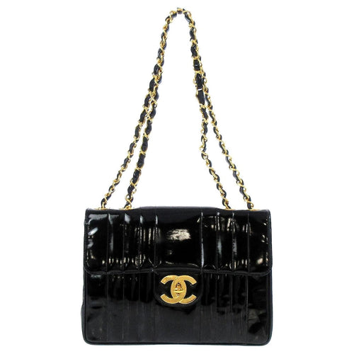 CHANEL JUMBO MADEMOISELLE VERTICAL QUILT VINTAGE PATENT LEATHER BAG