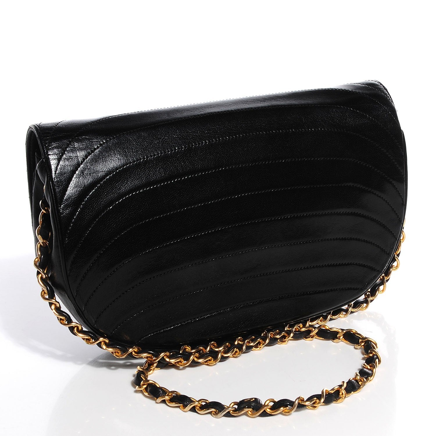 CHANEL LAMBSKIN LEATHER HALF MOON SHOULDER BAG