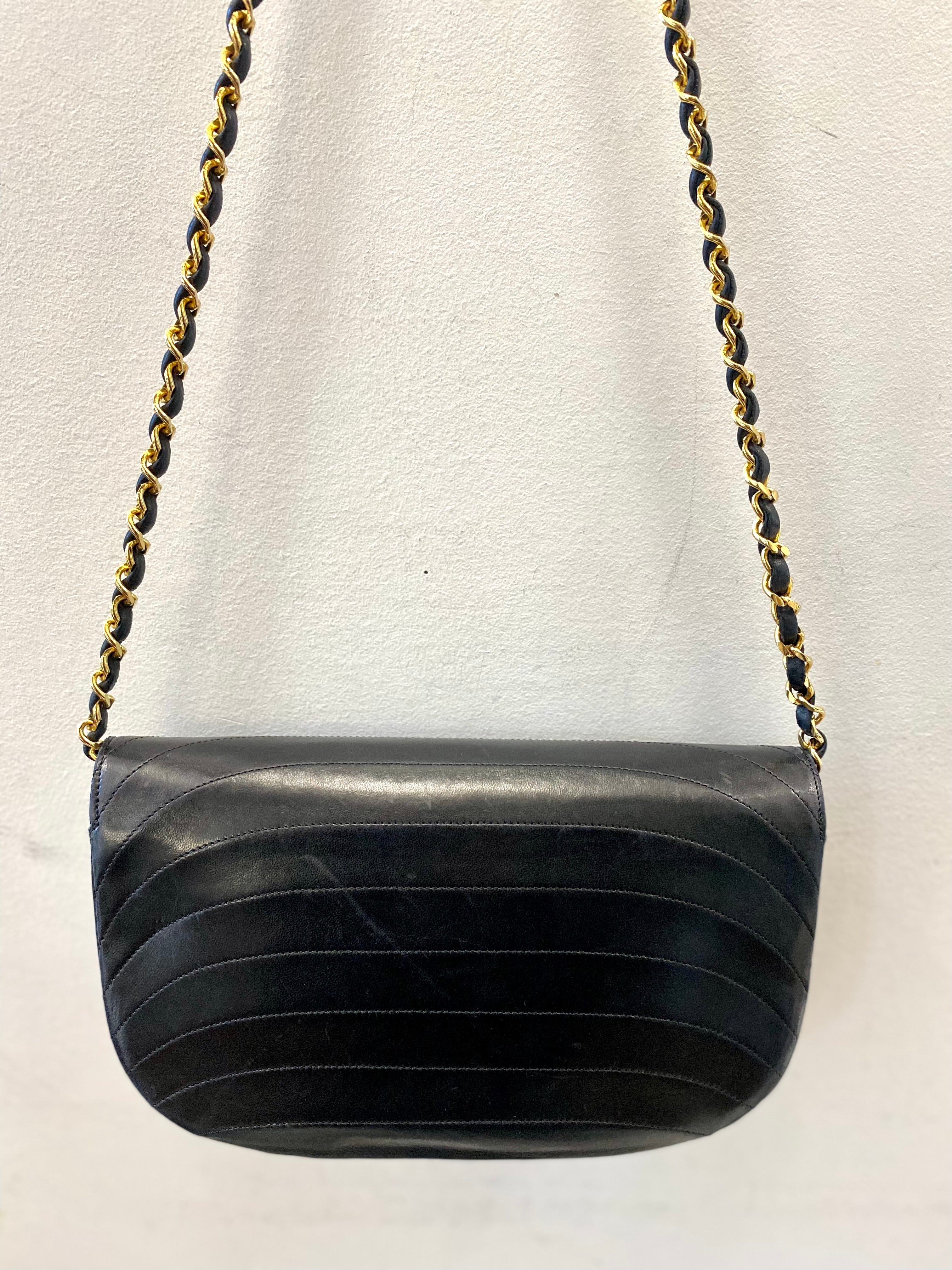 CHANEL LAMBSKIN LEATHER HALF MOON SHOULDER BAG