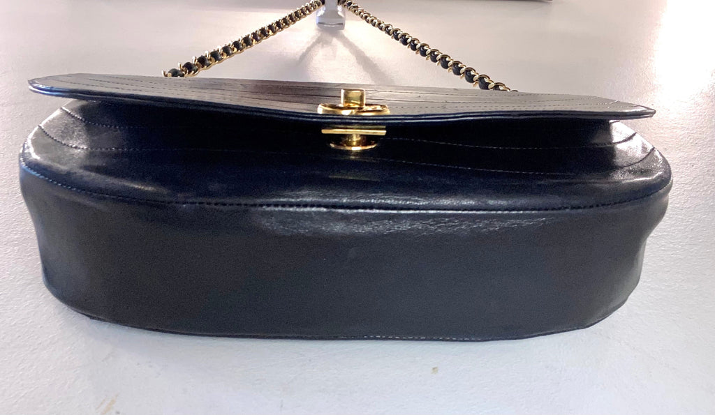 CHANEL LAMBSKIN LEATHER HALF MOON SHOULDER BAG