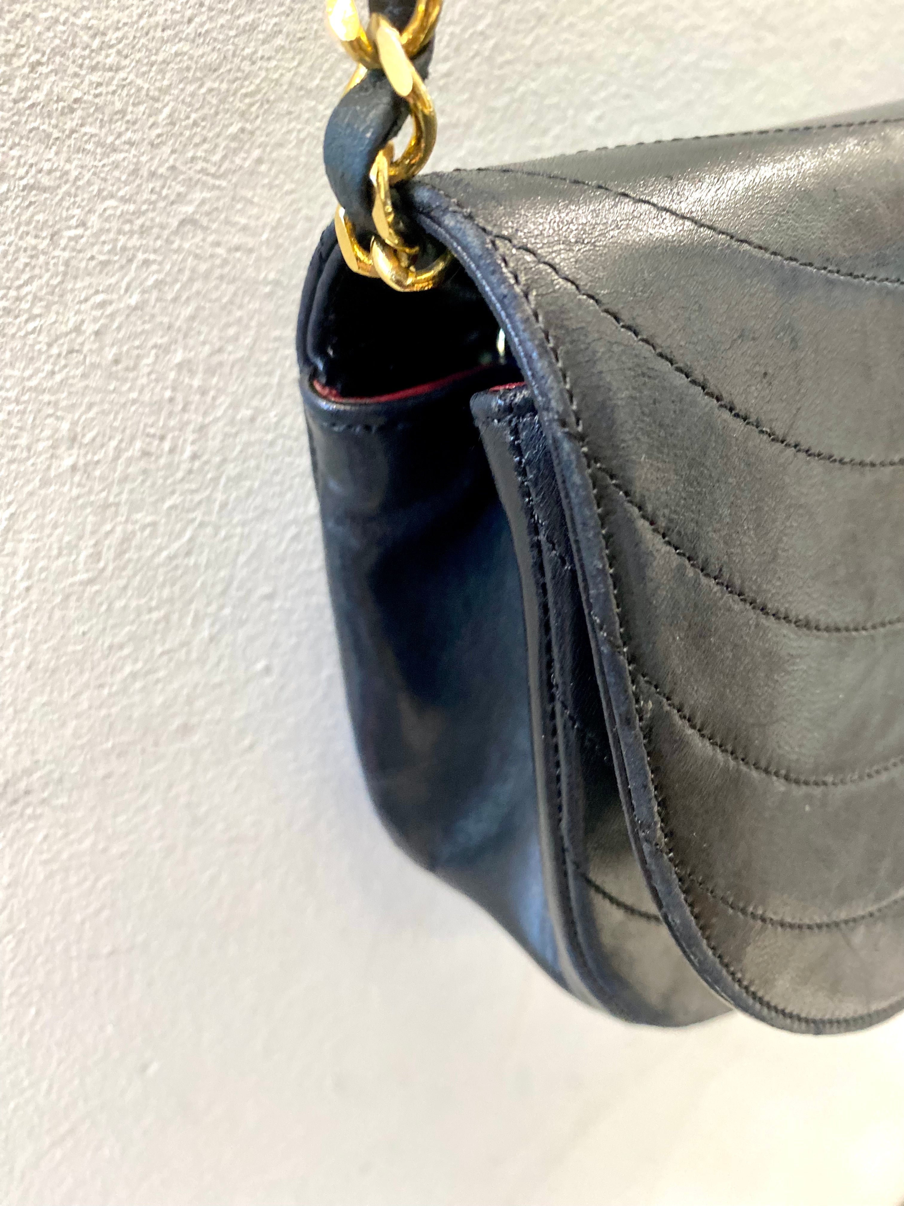 CHANEL LAMBSKIN LEATHER HALF MOON SHOULDER BAG