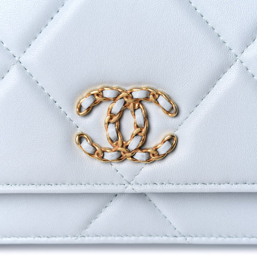 CHANEL QUILTED LAMBSKIN CHANEL 19 WALLET ON A CHAIN