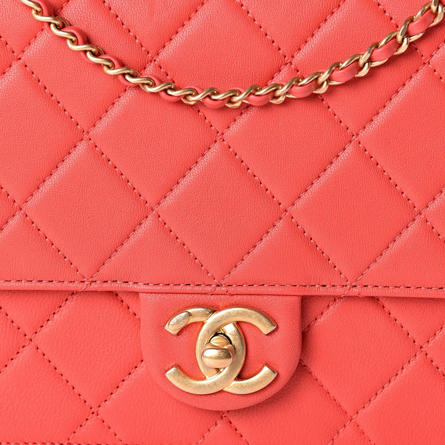 CHANEL QUILTED LAMBSKIN PEARL CHAIN MEDIUM FLAP BAG