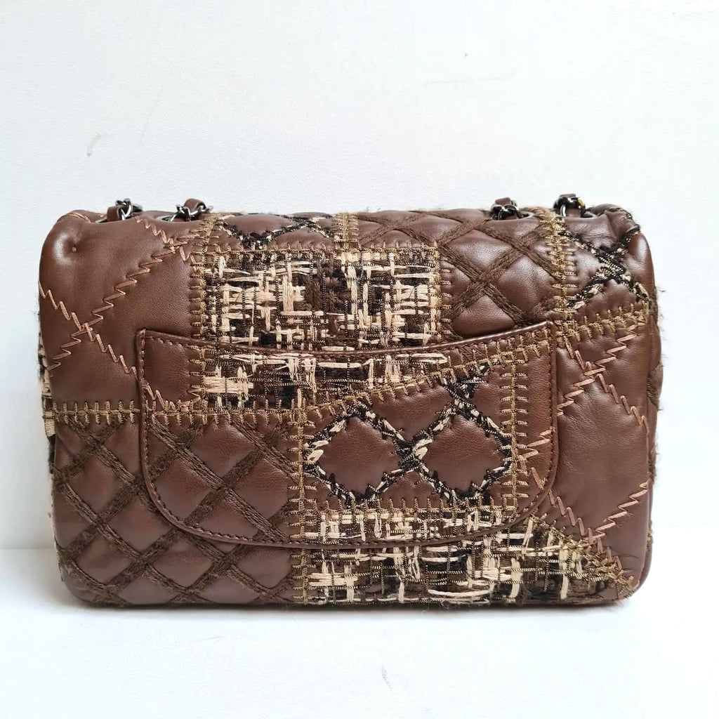 CHANEL LAMBSKIN PATCH STITCHED QUILTED MEDIUM FLAP BAG