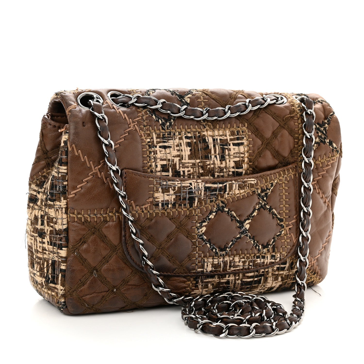 CHANEL LAMBSKIN PATCH STITCHED QUILTED MEDIUM FLAP BAG
