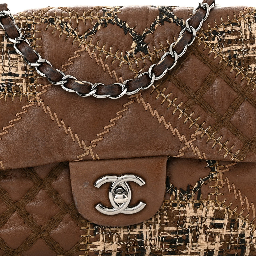 CHANEL LAMBSKIN PATCH STITCHED QUILTED MEDIUM FLAP BAG