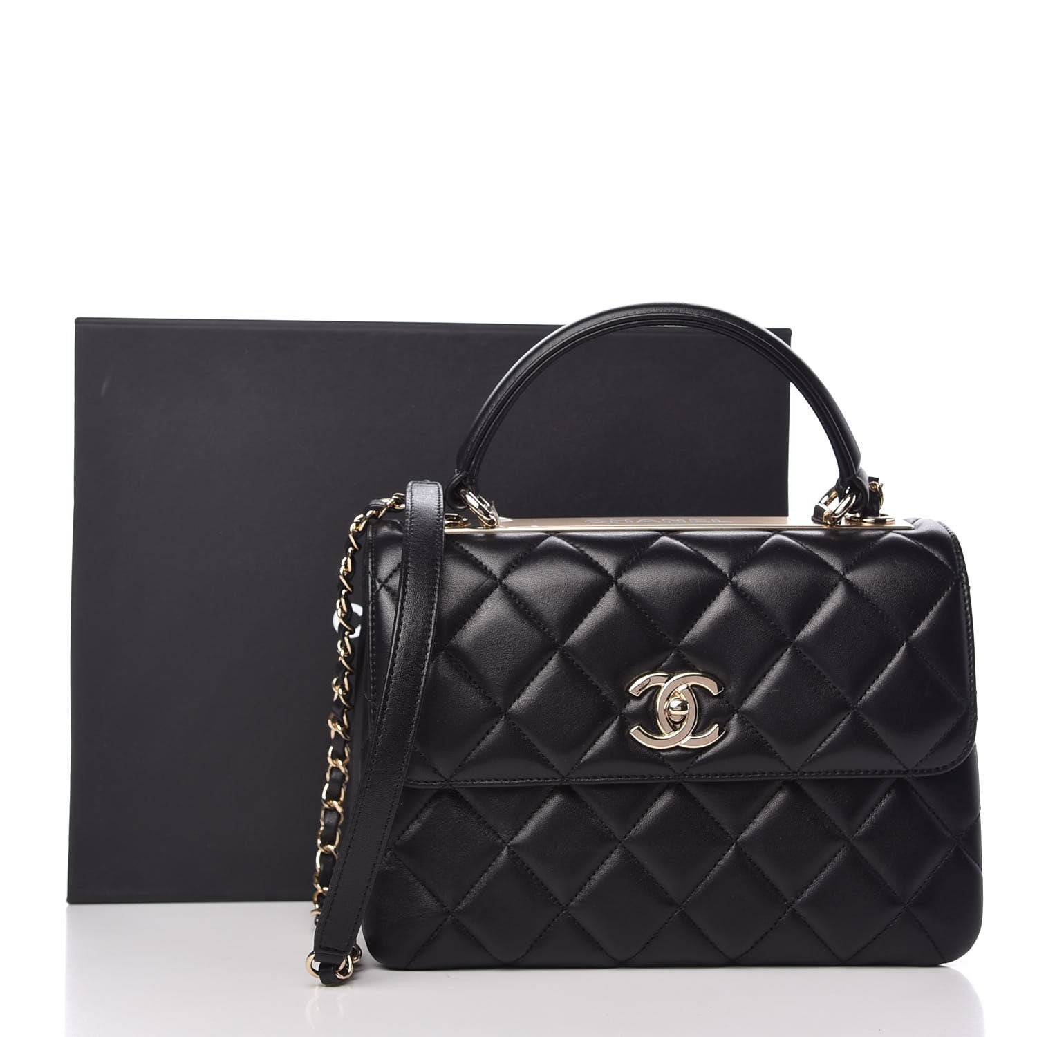 CHANEL QUILTED LAMBSKIN MEDIUM TRENDY CC HANDLE FLAP BAG