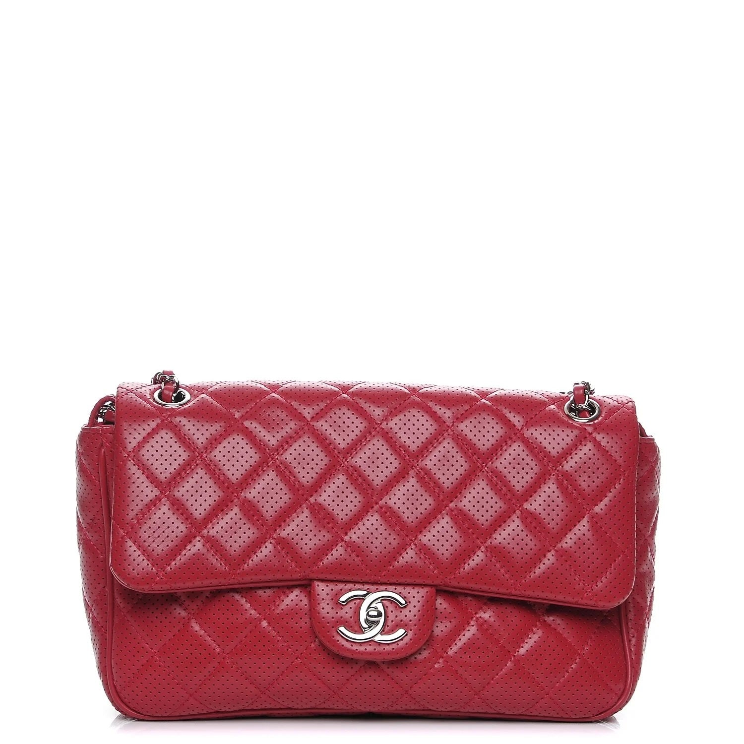 CHANEL PERFORATED LAMBSKIN LEATHER PUNCH JUMBO FLAP BAG