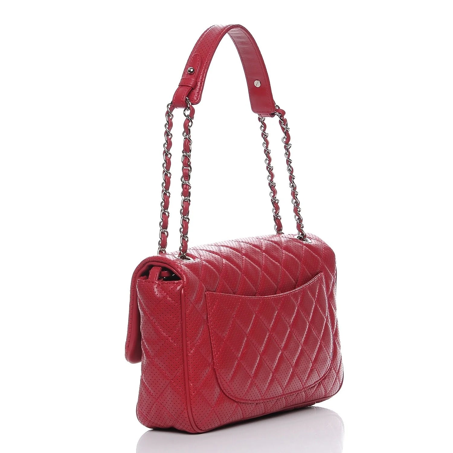 CHANEL PERFORATED LAMBSKIN LEATHER PUNCH JUMBO FLAP BAG