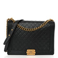 CHANEL LAMBSKIN QUILTED LARGE BOY FLAP BAG