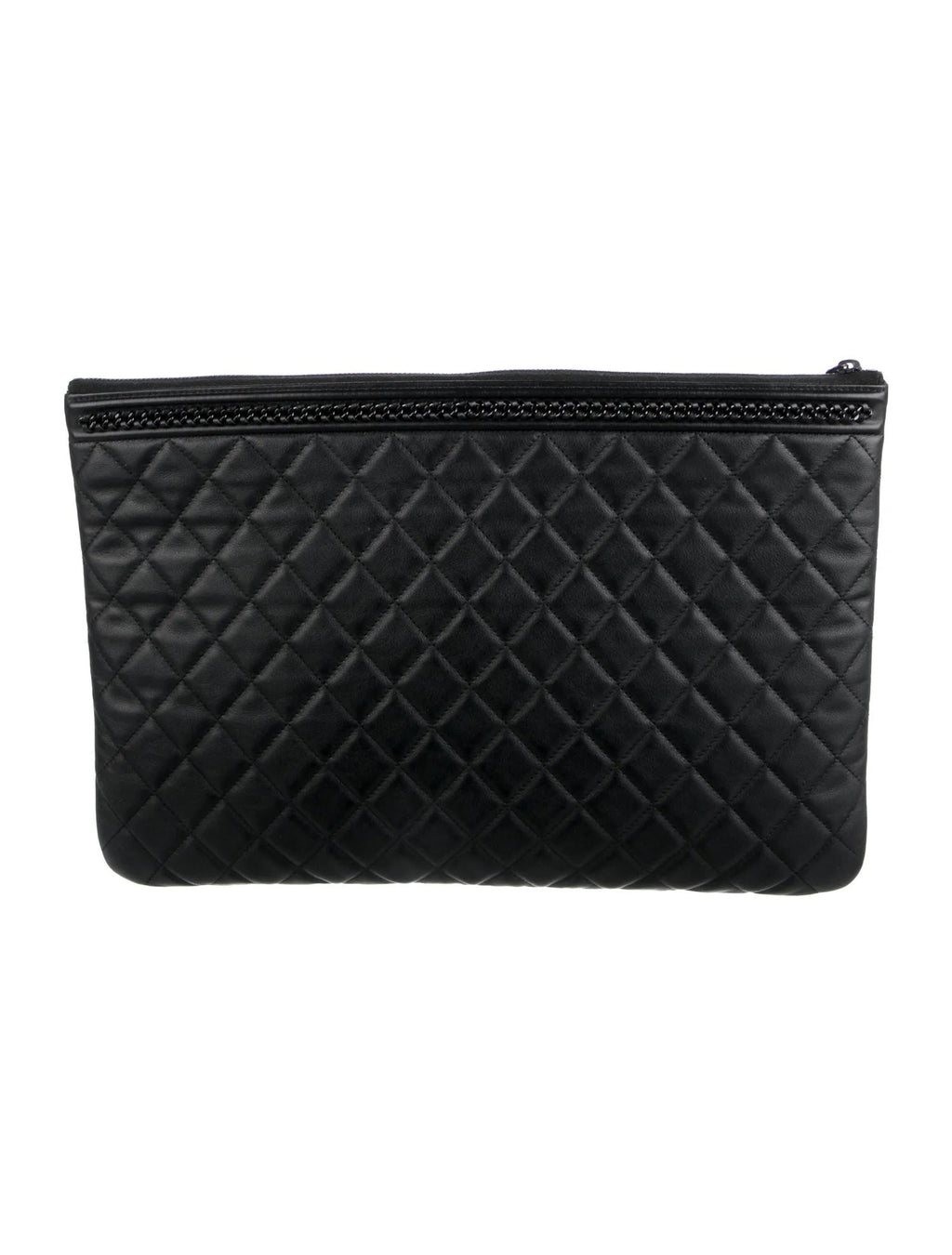 CHANEL LARGE QUILTED LAMBSKIN JACKET BOY O CLUTCH BAG