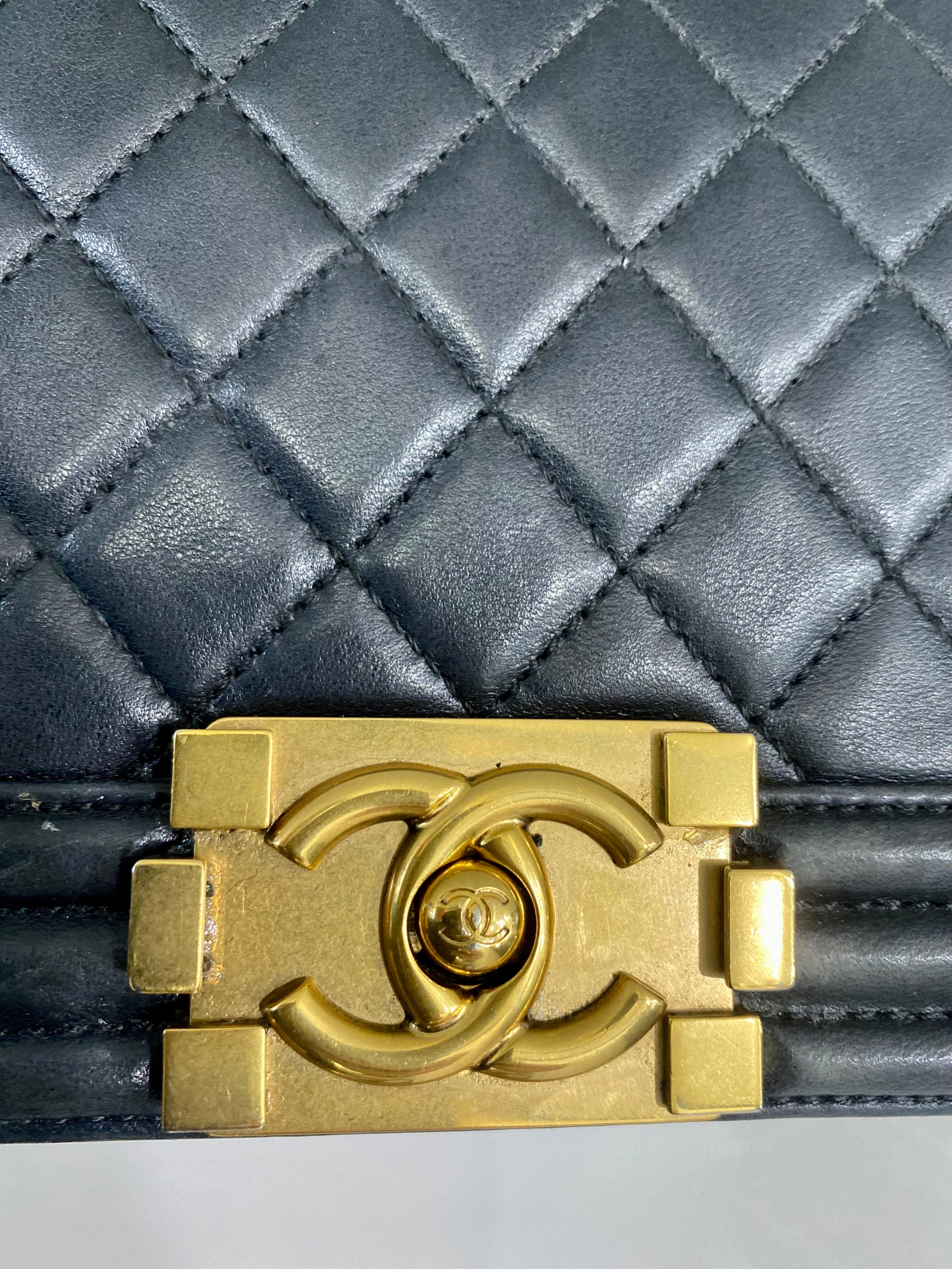 CHANEL LAMBSKIN QUILTED MEDIUM BOY FLAP BAG