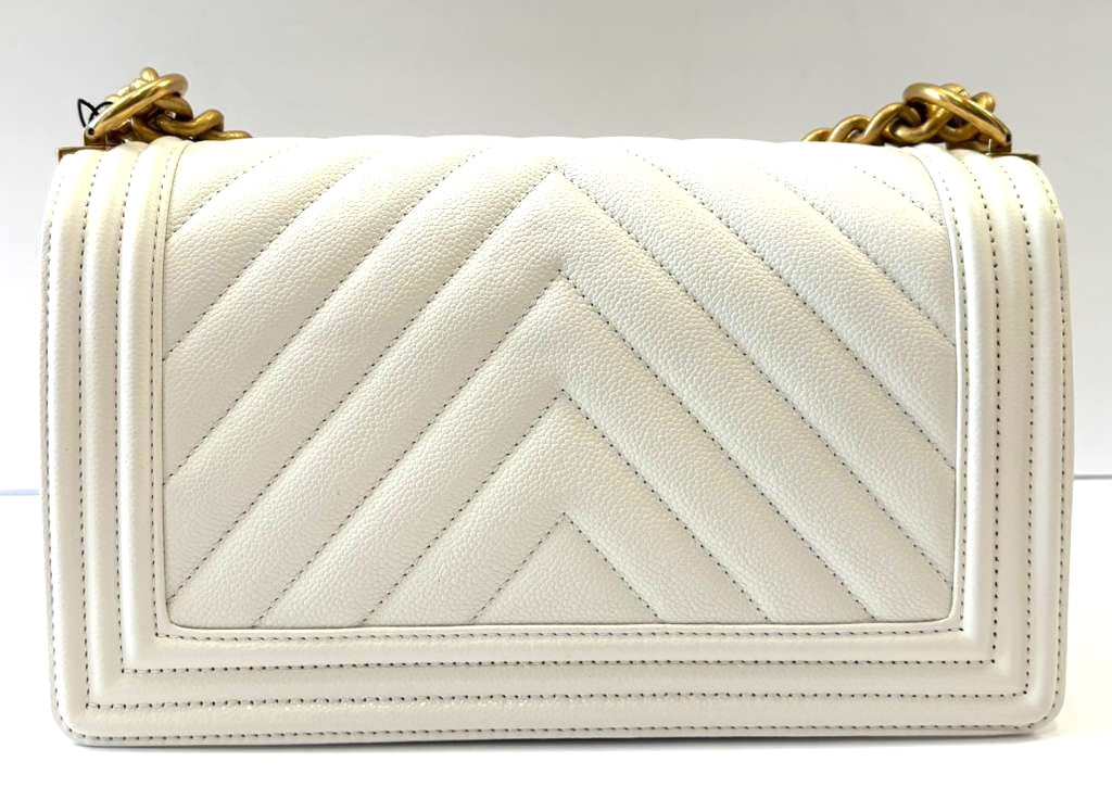 CHANEL CHEVRON QUILTED CAVIAR MEDIUM BOY BAG