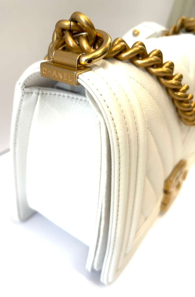 CHANEL CHEVRON QUILTED CAVIAR MEDIUM BOY BAG