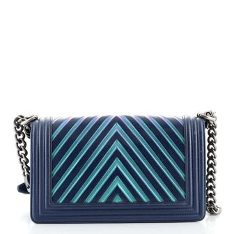 CHANEL HOLOGRAPHIC CHEVRON LAMBSKIN MEDIUM BOY BAG