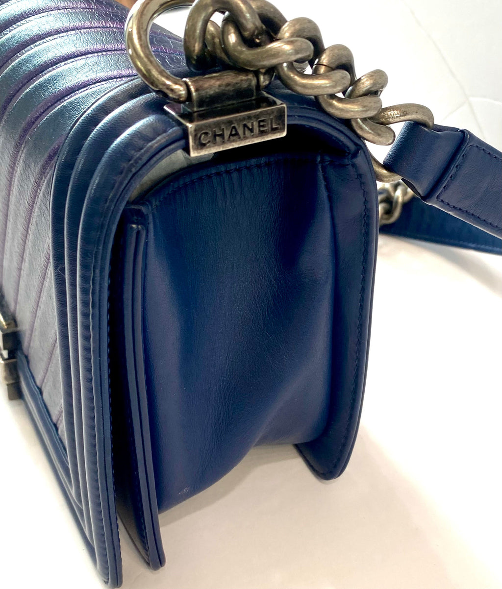 CHANEL HOLOGRAPHIC CHEVRON LAMBSKIN MEDIUM BOY BAG