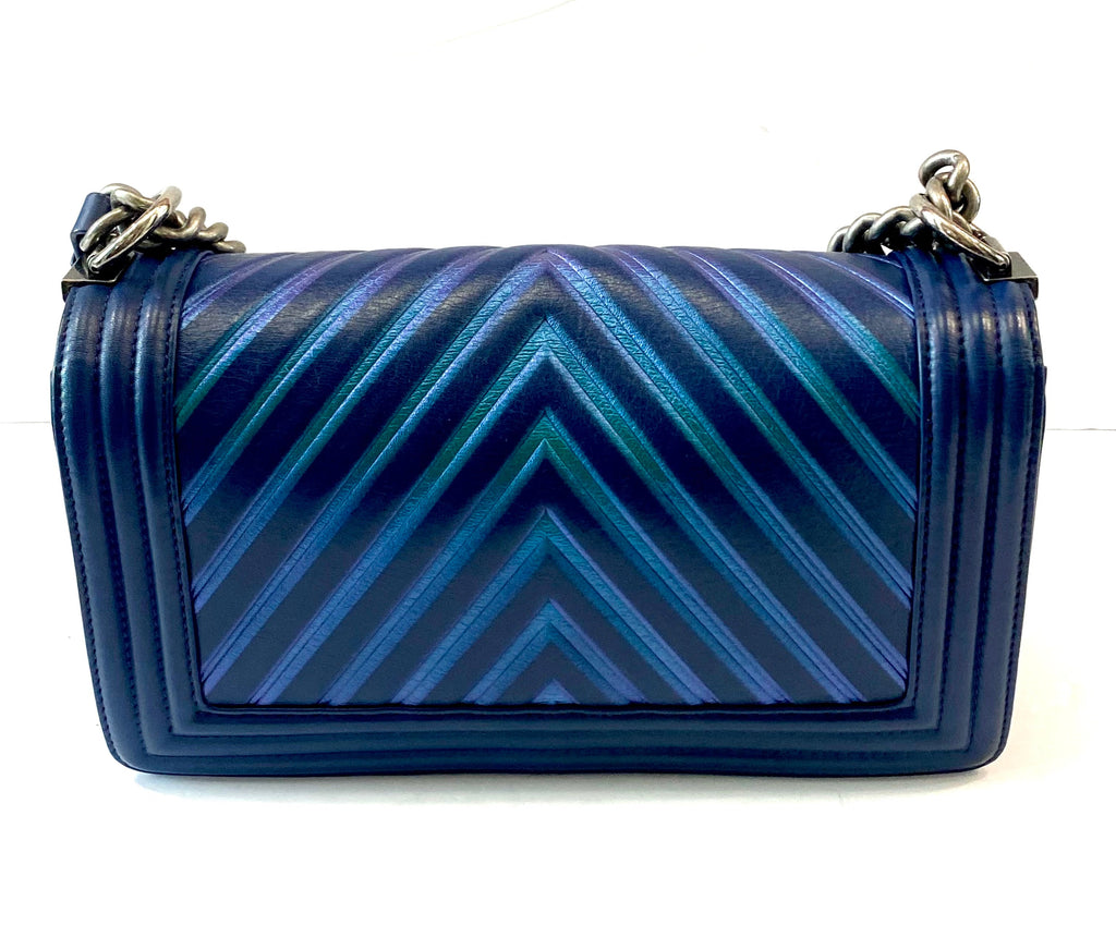 CHANEL HOLOGRAPHIC CHEVRON LAMBSKIN MEDIUM BOY BAG