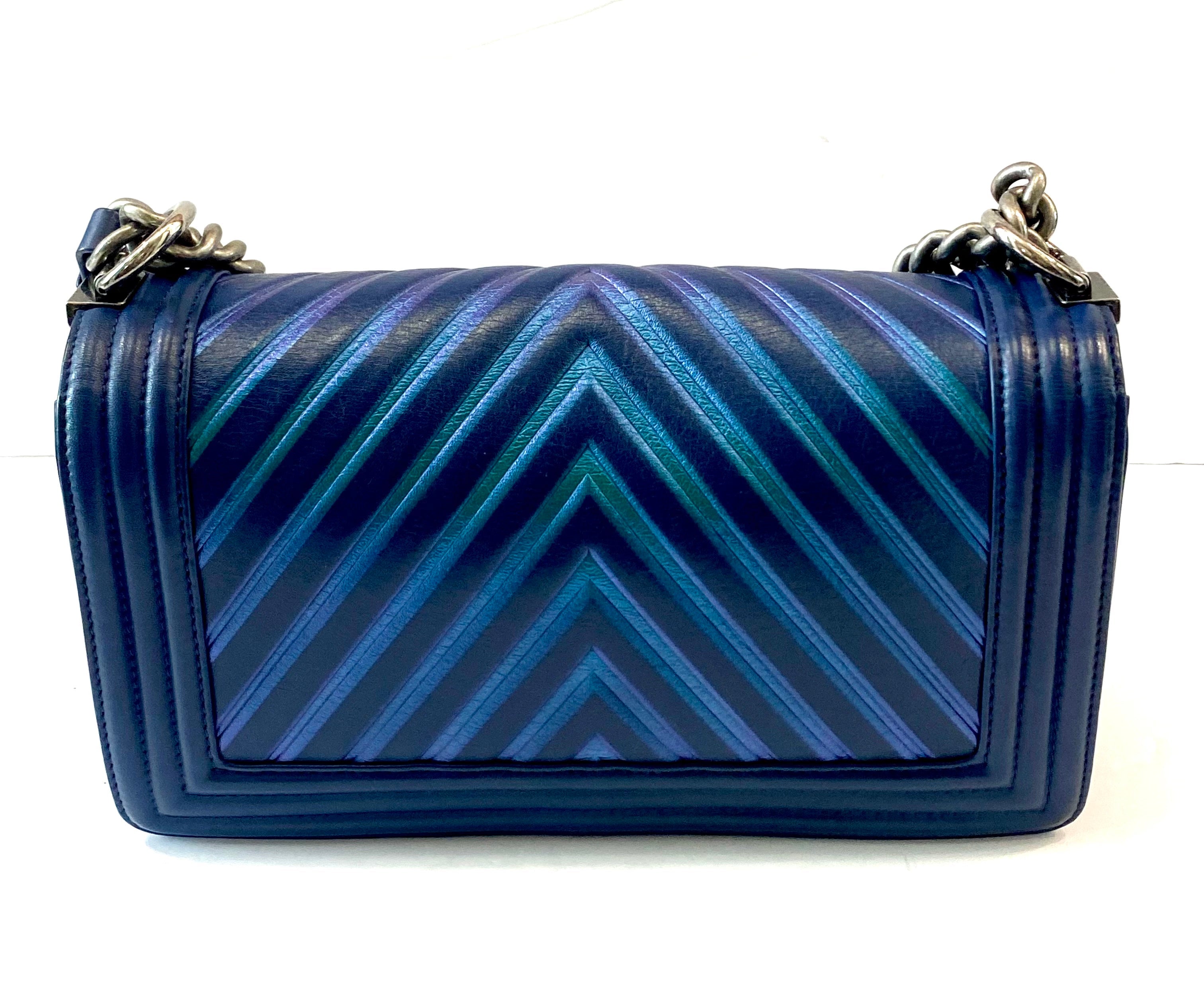 CHANEL HOLOGRAPHIC CHEVRON LAMBSKIN MEDIUM BOY BAG
