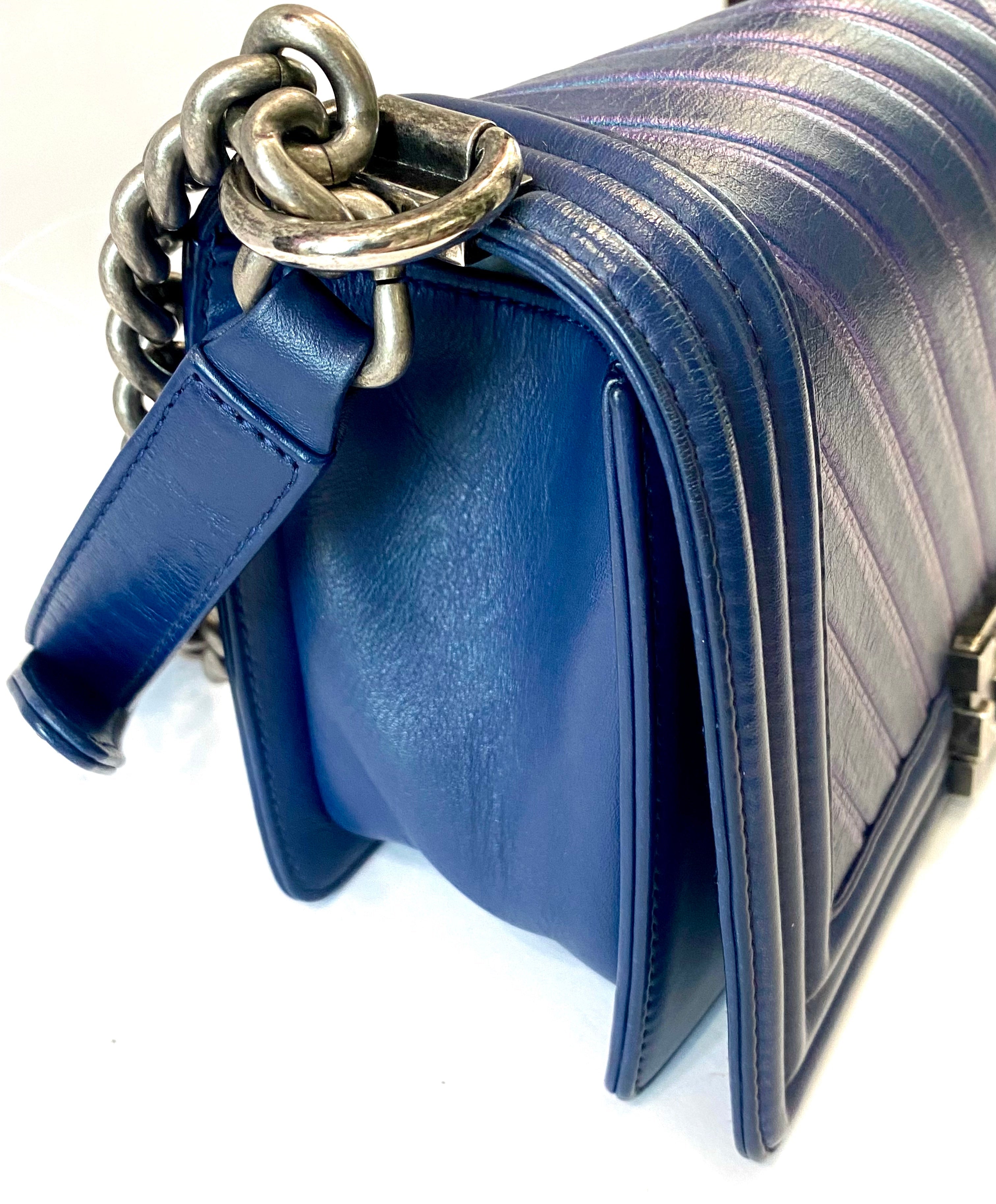 CHANEL HOLOGRAPHIC CHEVRON LAMBSKIN MEDIUM BOY BAG
