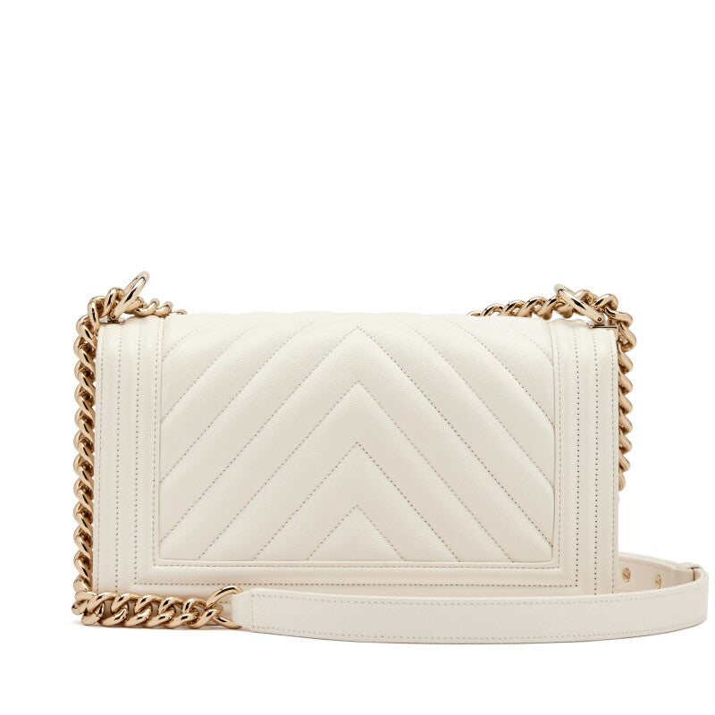 CHANEL CHEVRON QUILTED CAVIAR MEDIUM BOY BAG