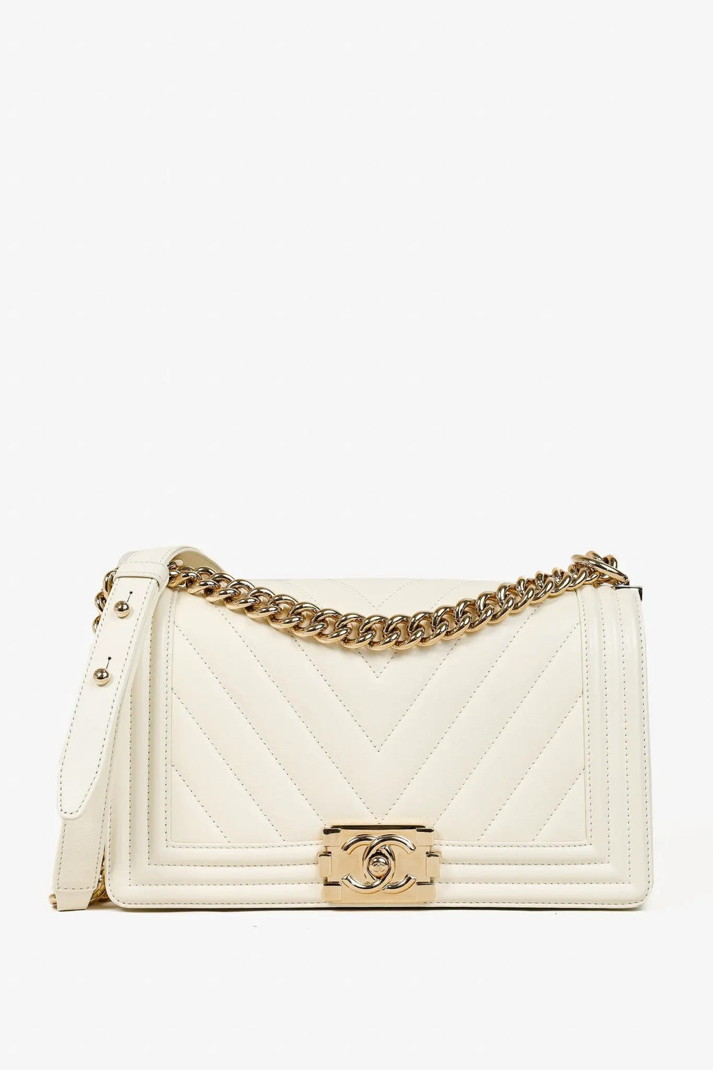 CHANEL CHEVRON QUILTED CAVIAR MEDIUM BOY BAG