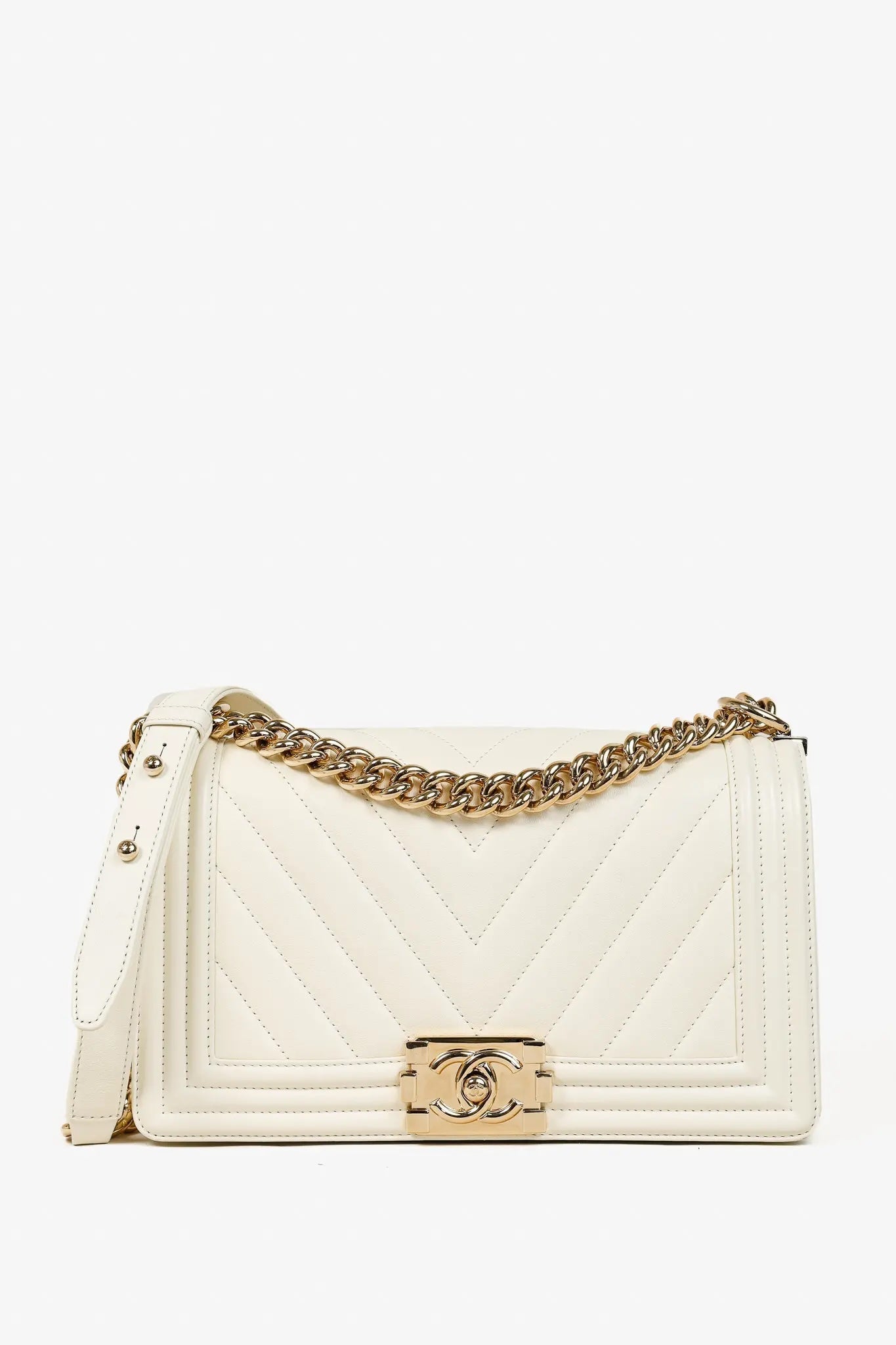 CHANEL CHEVRON QUILTED CAVIAR MEDIUM BOY BAG