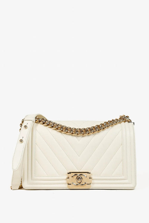 CHANEL CHEVRON QUILTED CAVIAR MEDIUM BOY BAG