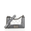 CHANEL METALLIC LAMBSKIN PVC QUILTED SMALL BOY BAG