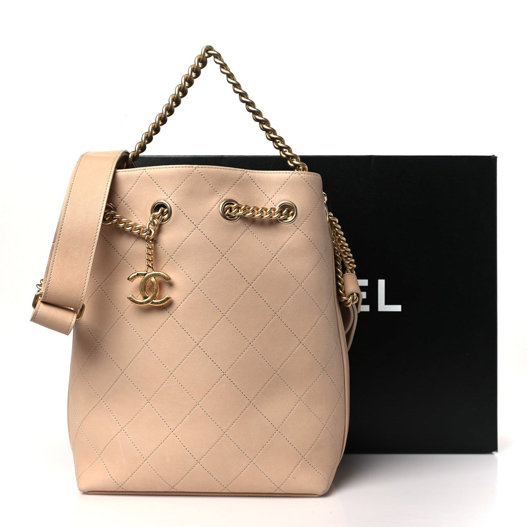 CHANEL PARIS ROME ON MY SHOULDER QUILTED CALFSKIN BUCKET BAG