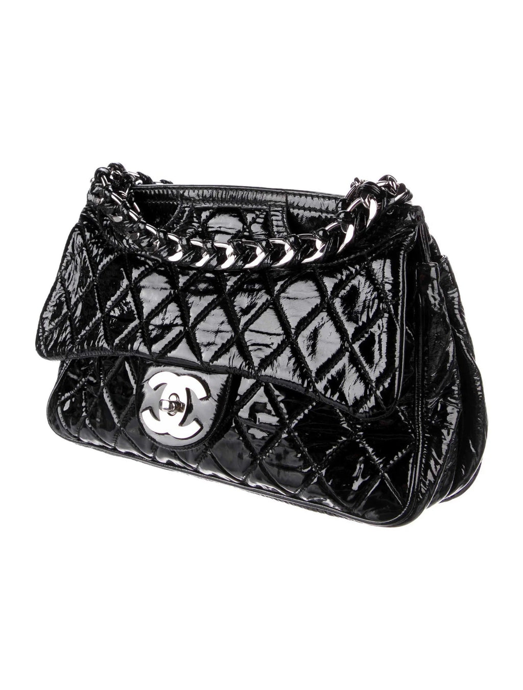 CHANEL QUILTED PATENT LEATHER DAY GLO FLAP BAG