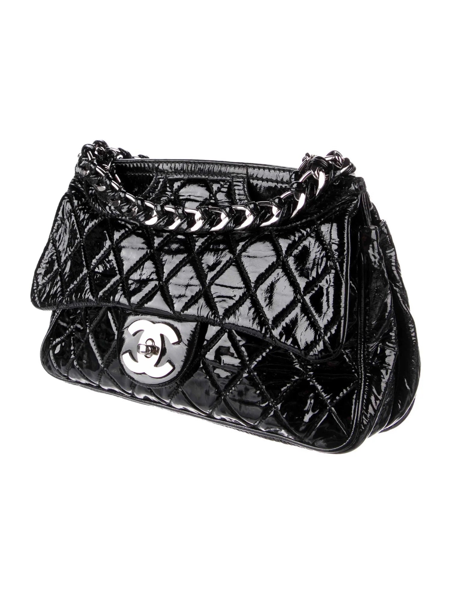 CHANEL QUILTED PATENT LEATHER DAY GLO FLAP BAG