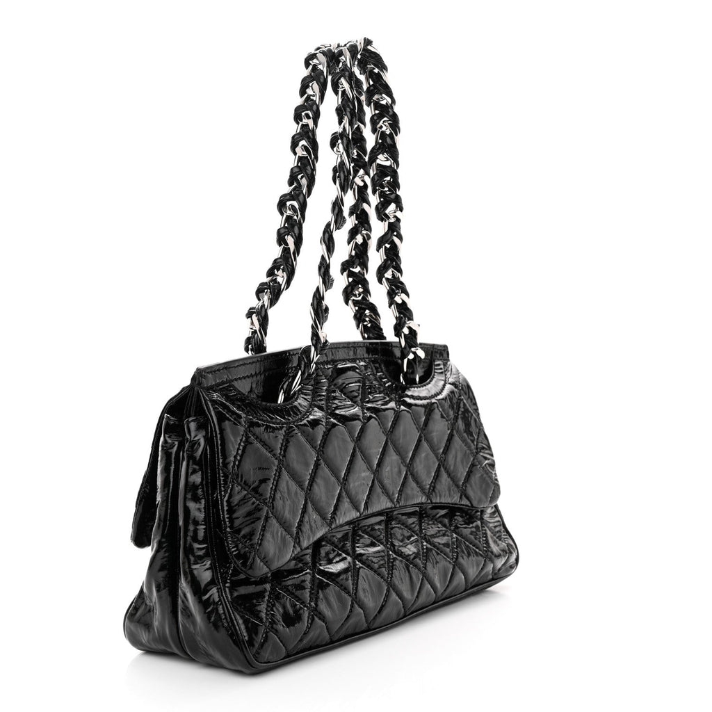 CHANEL QUILTED PATENT LEATHER DAY GLO FLAP BAG