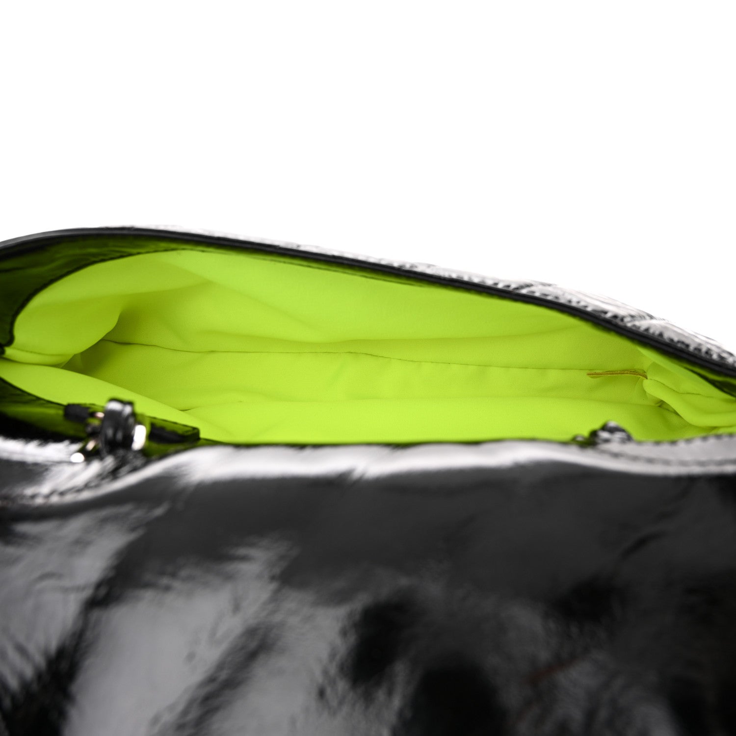 CHANEL QUILTED PATENT LEATHER DAY GLO FLAP BAG