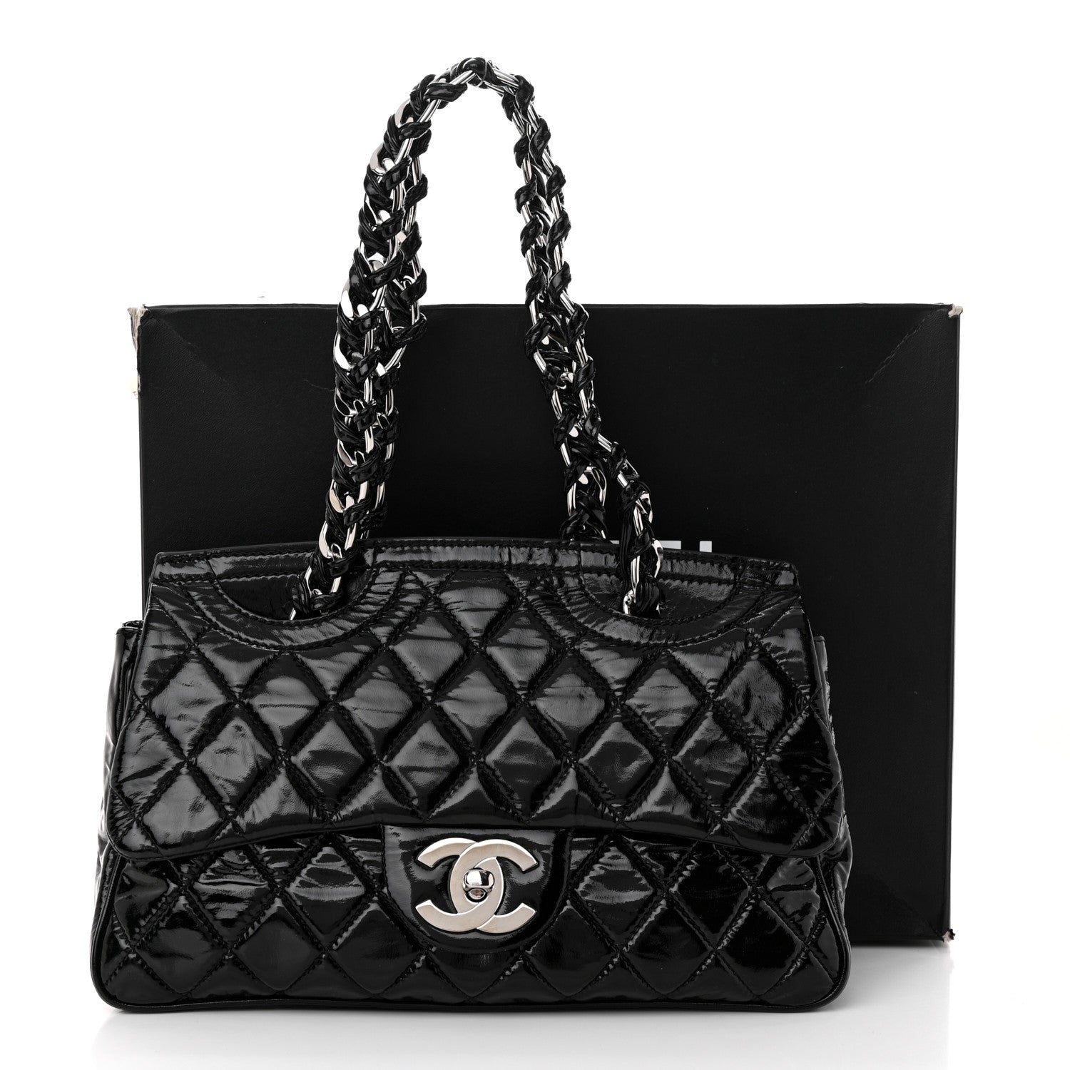 CHANEL QUILTED PATENT LEATHER DAY GLO FLAP BAG