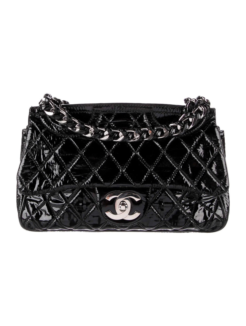 CHANEL QUILTED PATENT LEATHER DAY GLO FLAP BAG