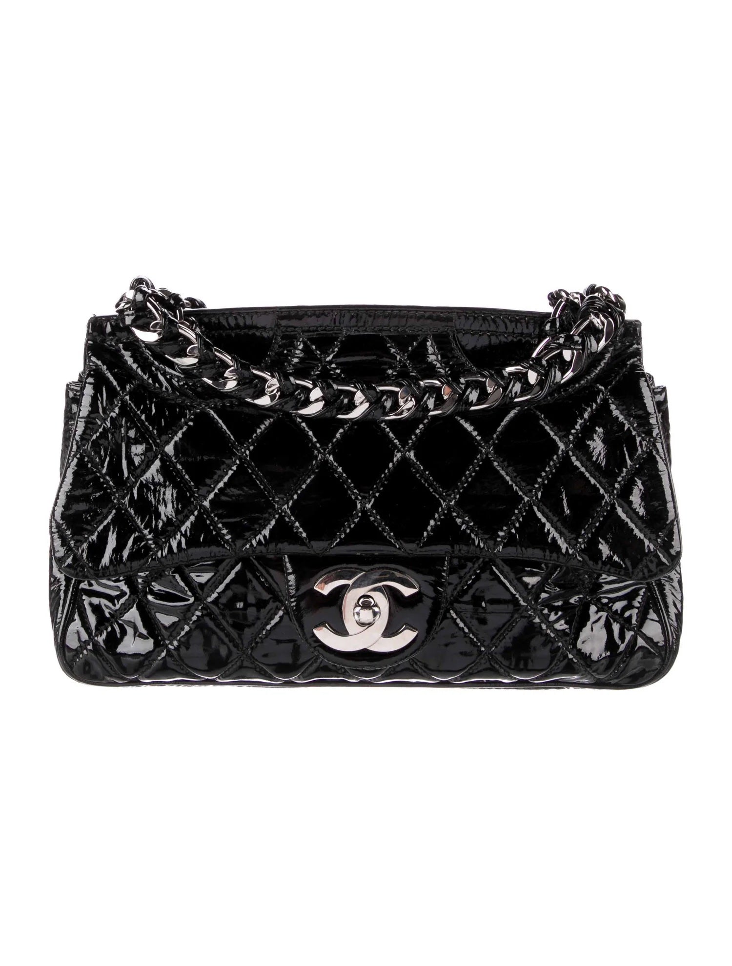 CHANEL QUILTED PATENT LEATHER DAY GLO FLAP BAG