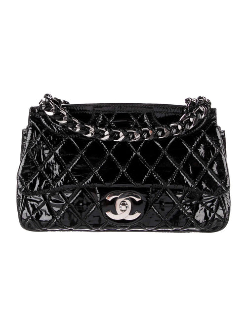 CHANEL QUILTED PATENT LEATHER DAY GLO FLAP BAG