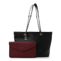 CHANEL PERFORATED GRAINED CALFSKIN LEATHER SHOPPING TOTE BAG