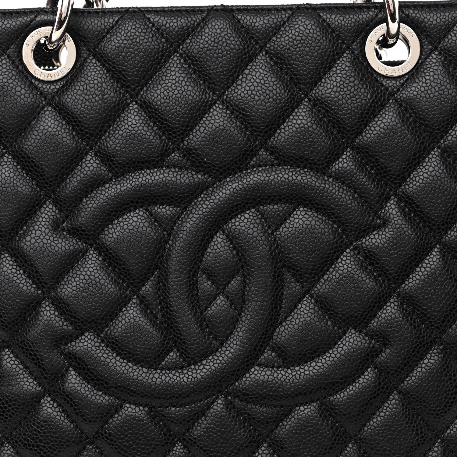CHANEL QUILTED CAVIAR GRAND SHOPPING TOTE BAG GST
