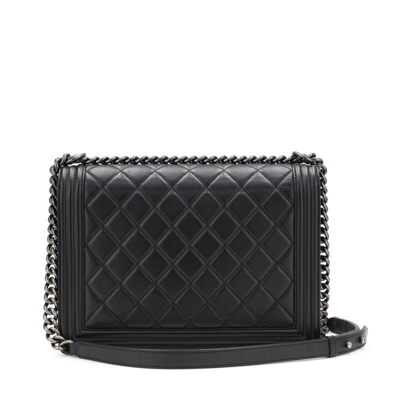CHANEL QUILTED CALFSKIN LARGE BOY BAG RUTHENIUM HARDWARE