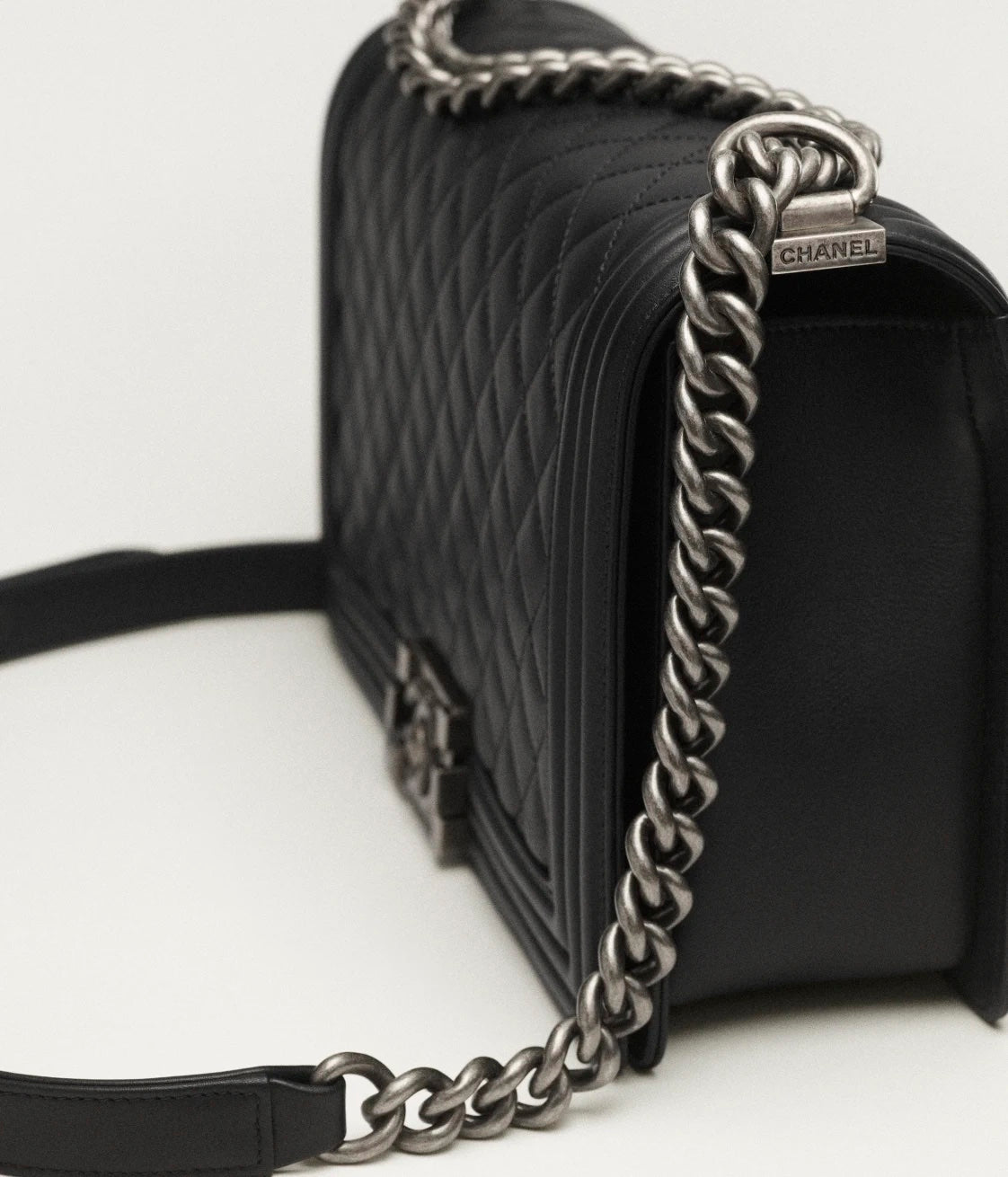 CHANEL QUILTED CALFSKIN LARGE BOY BAG RUTHENIUM HARDWARE