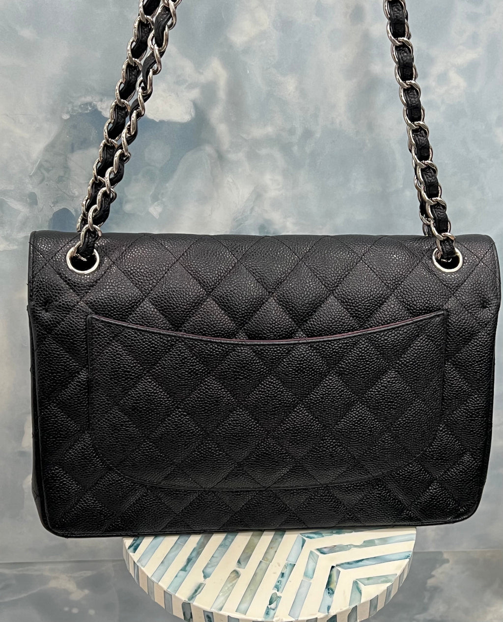 CHANEL CLASSIC QUILTED CAVIAR LEATHER DOUBLE FLAP BAG