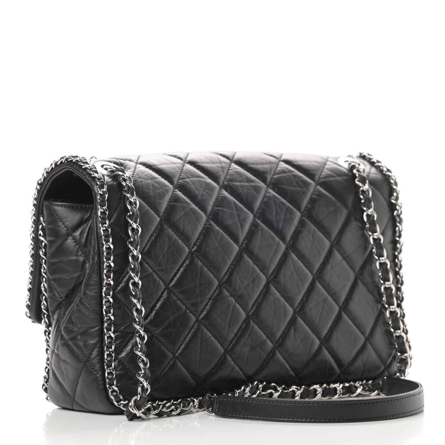 CHANEL QUILTED CRUMPLED LAMBSKIN RUNNING CHAIN FLAP JUMBO BAG
