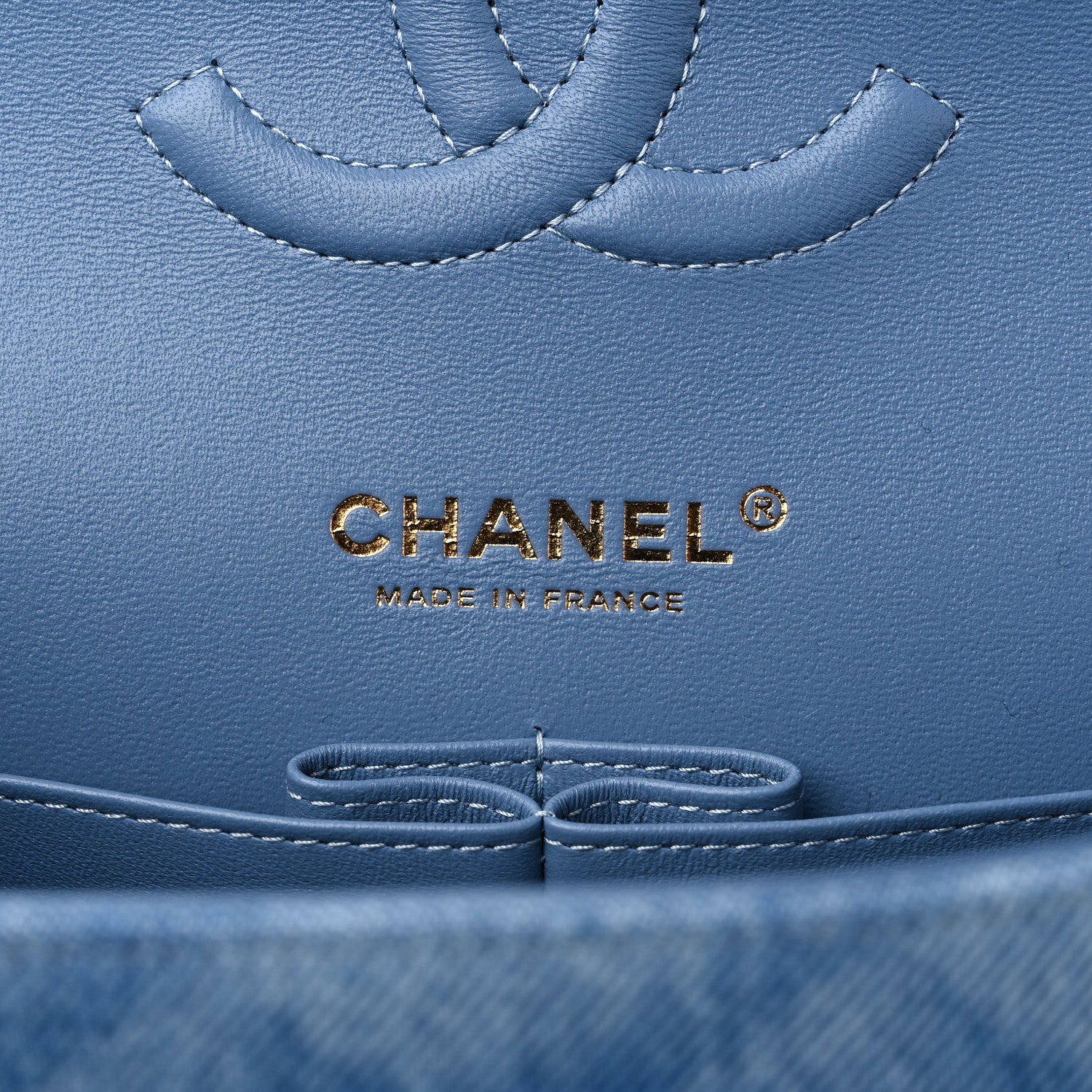 CHANEL QUILTED DENIM MEDIUM CLASSIC DOUBLE FLAP BAG
