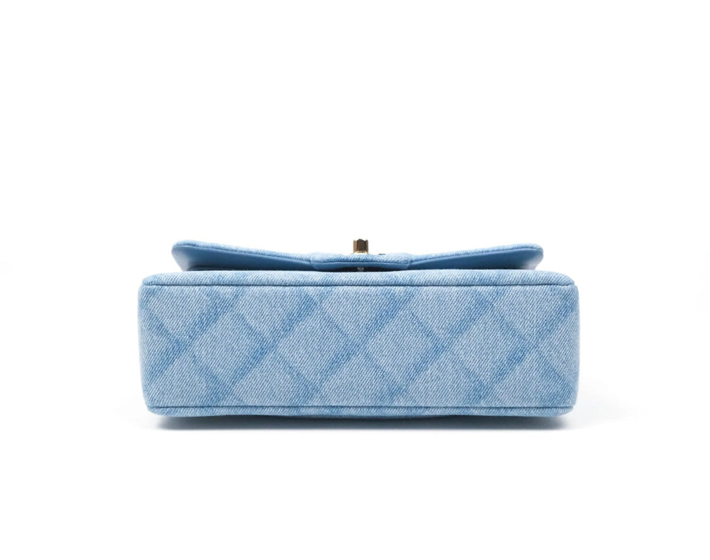 CHANEL QUILTED DENIM MEDIUM CLASSIC DOUBLE FLAP BAG