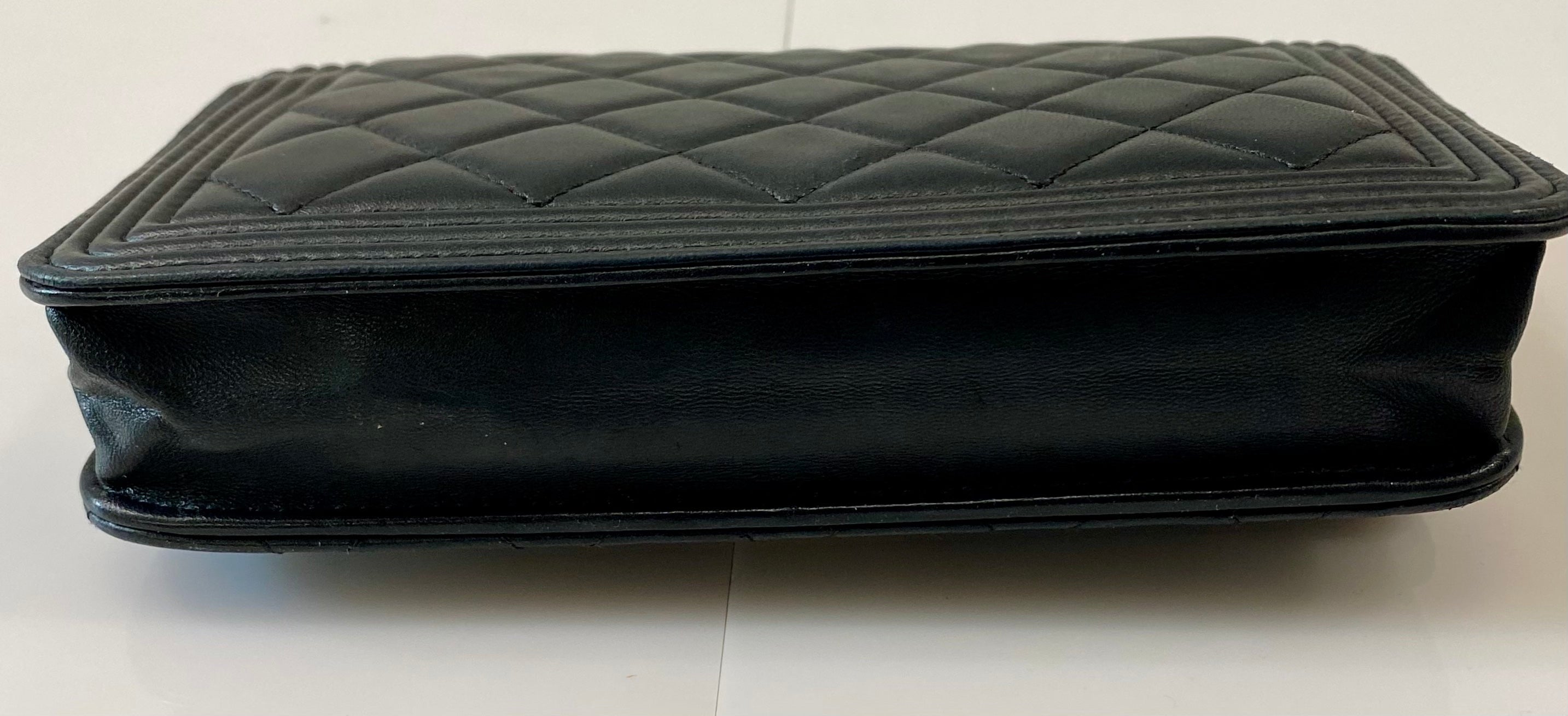 CHANEL QUILTED LAMBSKIN BOY WALLET ON CHAIN