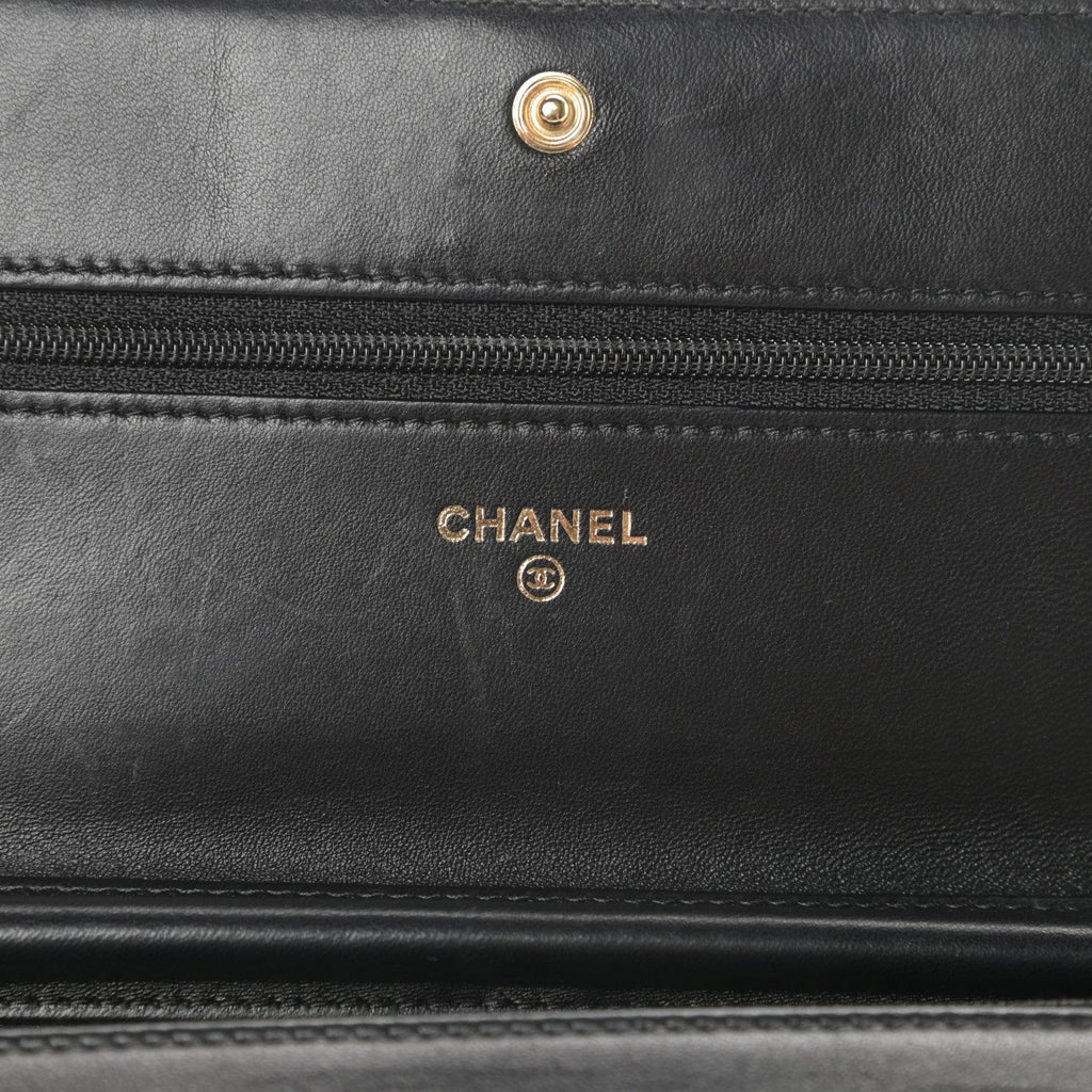 CHANEL QUILTED LAMBSKIN BOY WALLET ON CHAIN