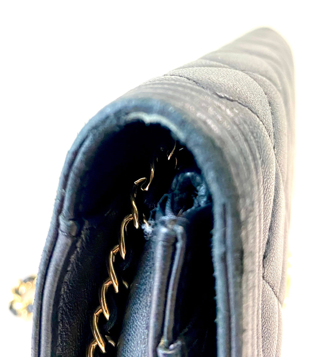 CHANEL QUILTED LAMBSKIN BOY WALLET ON CHAIN