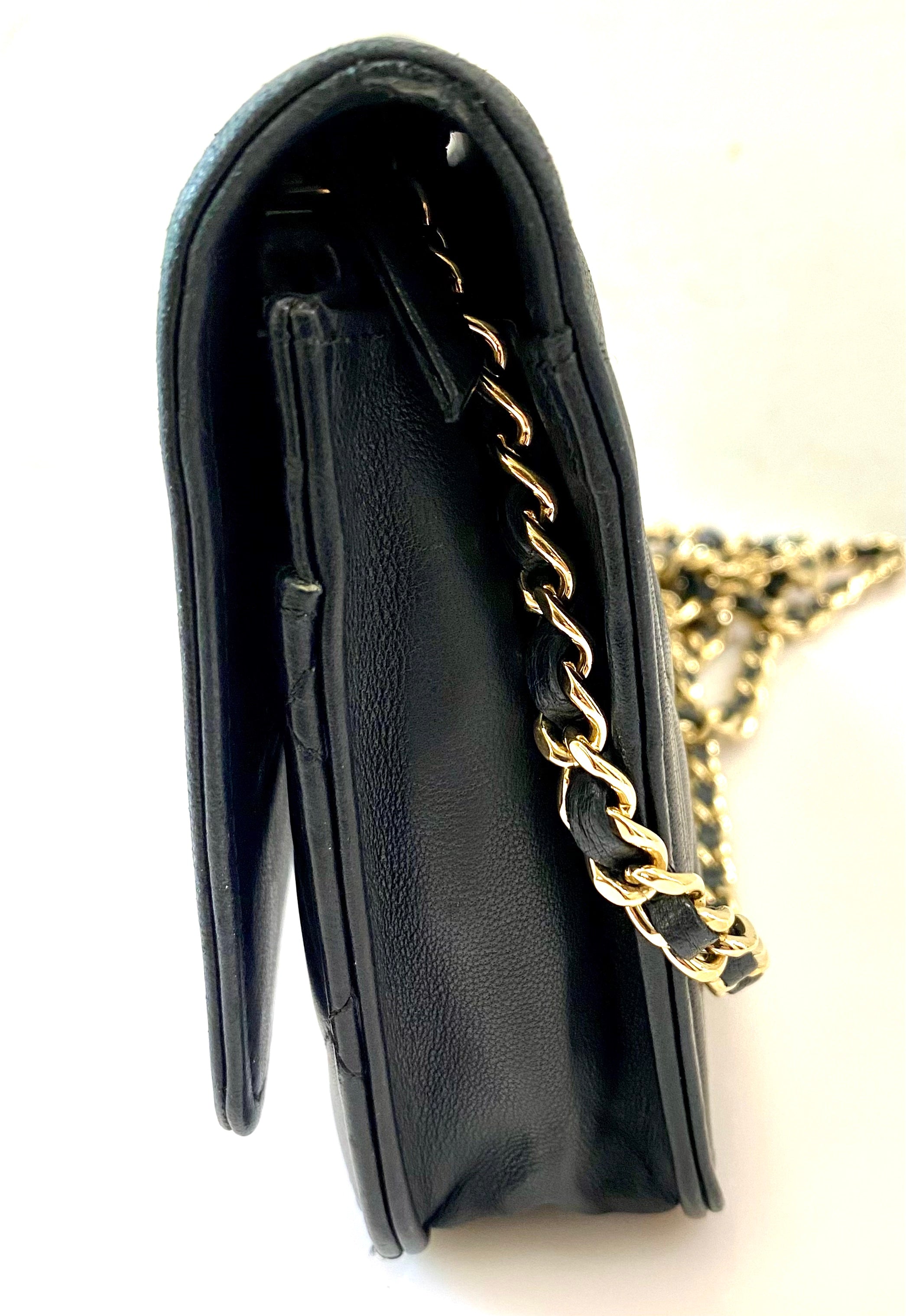 CHANEL QUILTED LAMBSKIN BOY WALLET ON CHAIN