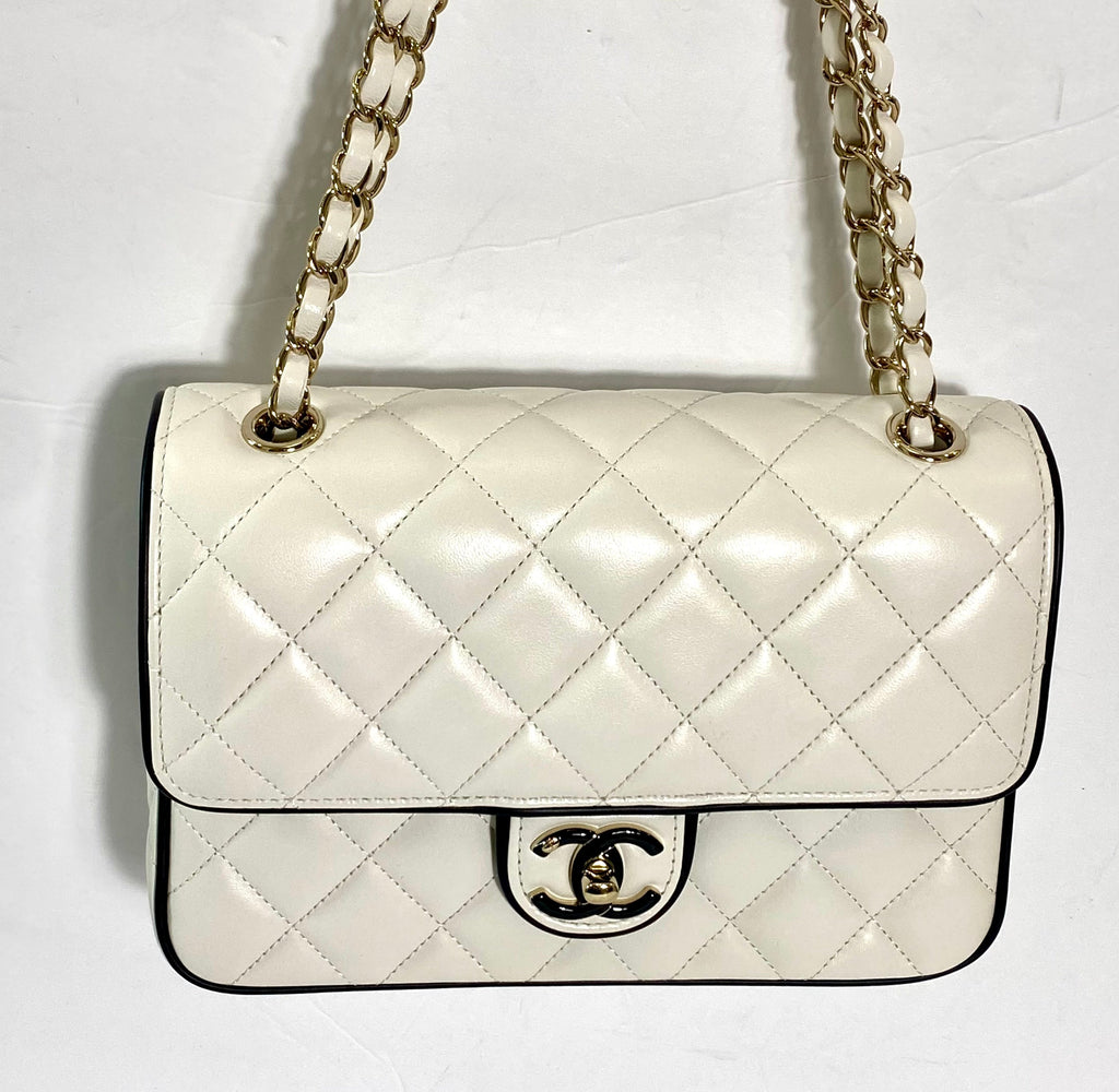 CHANEL QUILTED LAMBSKIN MINI GRAPHIC FRAME FLAP BAG